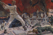 Gemälde, Alexander A. Deineka († 1969 in Moskau), Die Verteidigung von Sevastopol, 1942, Staatliche Tretjakow-Galerie (Moskau)